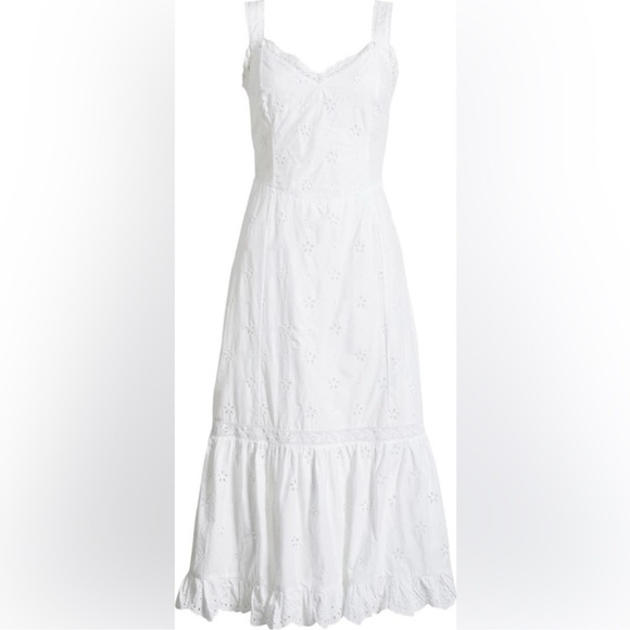 PAIGE Pallas Eyelet Midi Dress White Cotton Sleeveless Summer Size 10 NWOT - Picture 5 of 15